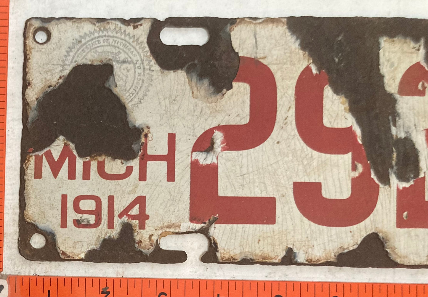 1914 Michigan #29259 Passenger License Plate (Porcelain)