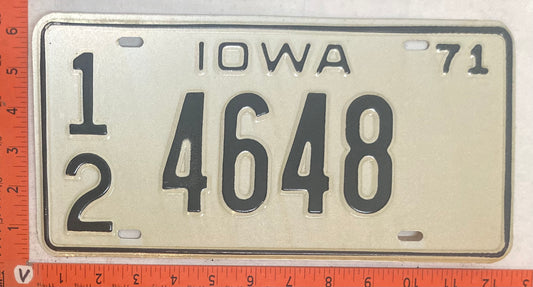 1971 Iowa #1/2 4648 Passenger License Plate