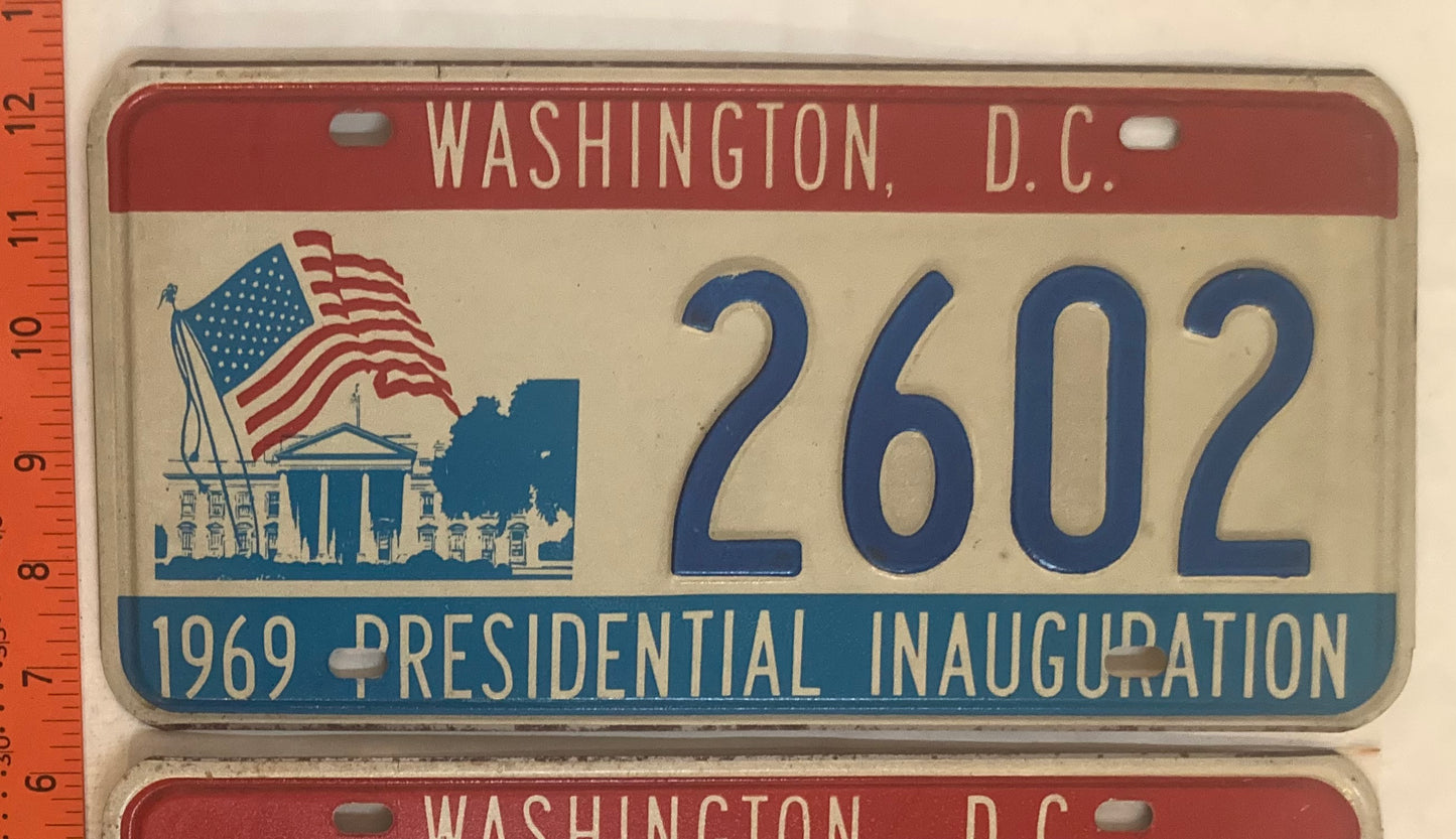 1969 Washington, DC #2602 Presidential Inaugural Passenger License Plate (Pair)