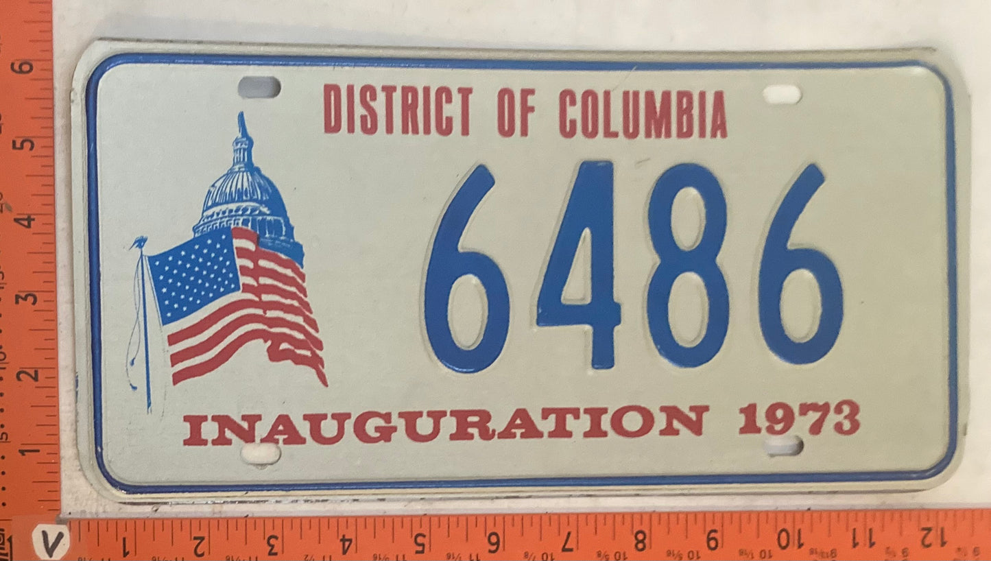 1973 Washington, DC #6486 Presidential Inaugural Passenger License Plate
