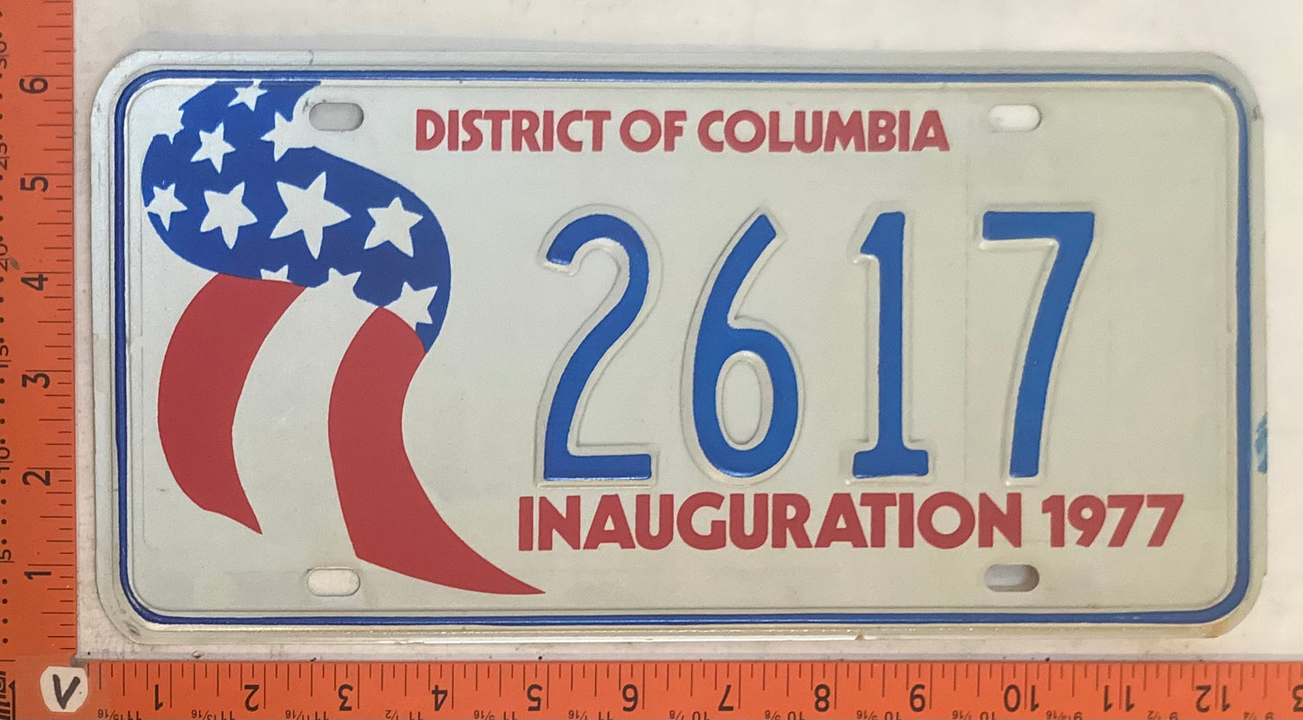1977 Washington, DC #2617 Presidential Inaugural Passenger License Plate
