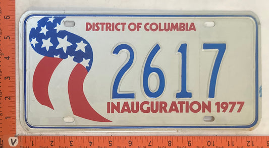 1977 Washington, DC #2617 Presidential Inaugural Passenger License Plate