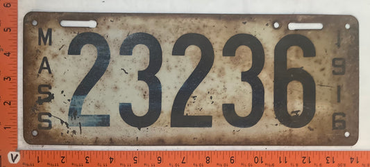 1916 Massachusetts #23236 Passenger License Plate