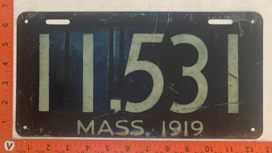 1919 Massachusetts #11,531 Passenger License Plate