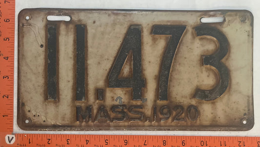 1920 Massachusetts #11,473 Passenger License Plate
