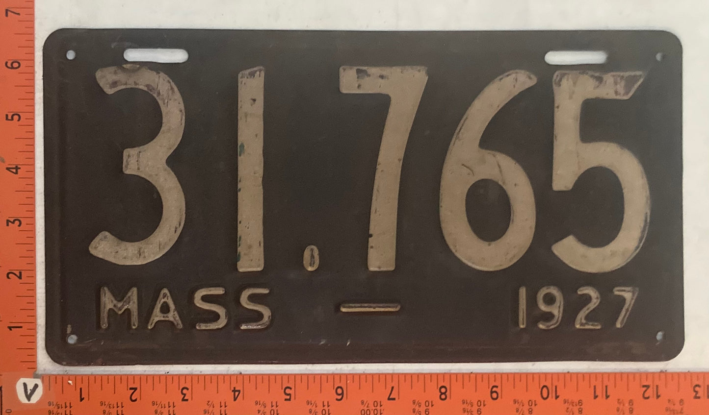 1927 Massachusetts #31,765 Passenger License Plate