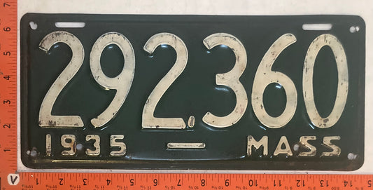 1935 Massachusetts #292,360 Passenger License Plate