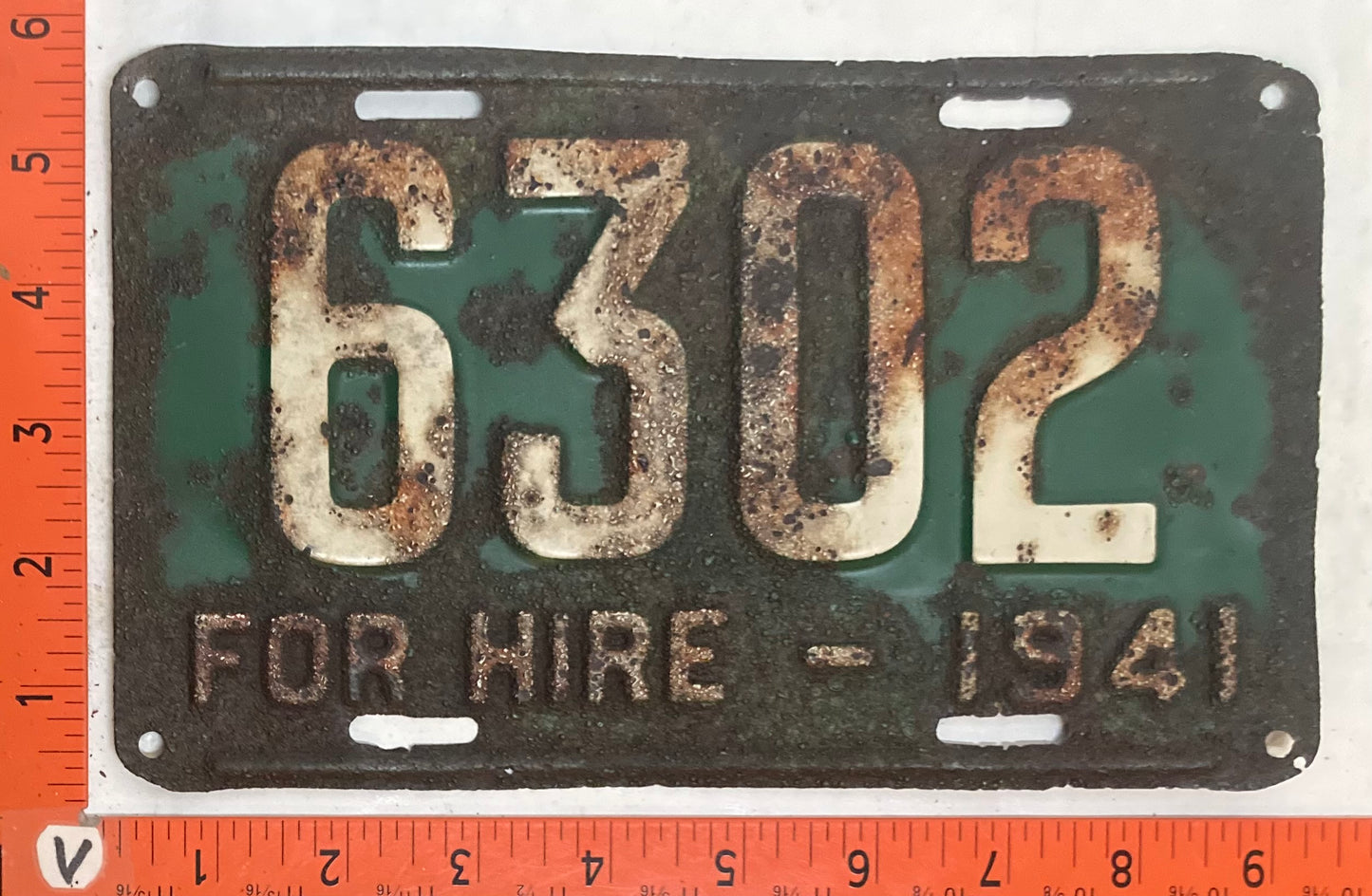 1941 Alaska #6302 For Hire License Plate
