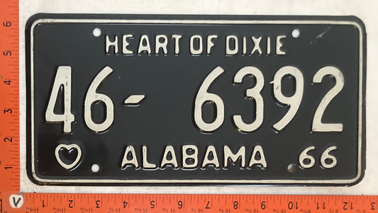 1966 Alabama #46-6392 Passenger License Plate