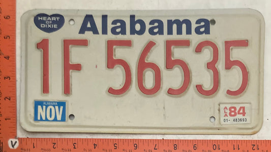 1984 Alabama #1F 56535 Passenger License Plate