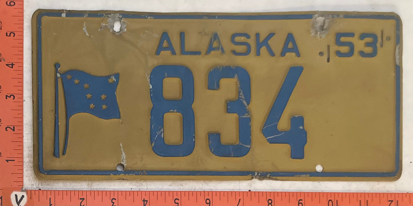 1953 Alaska #834 Passenger License Plate