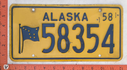 1958 Alaska #58354 Passenger License Plate