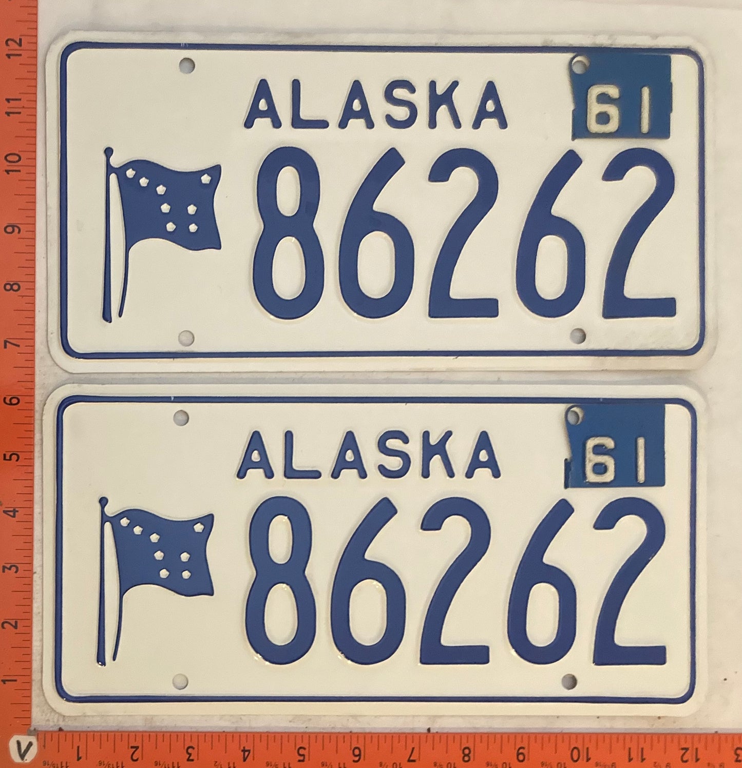 1961 Alaska #86262 Passenger License Plate (Pair)