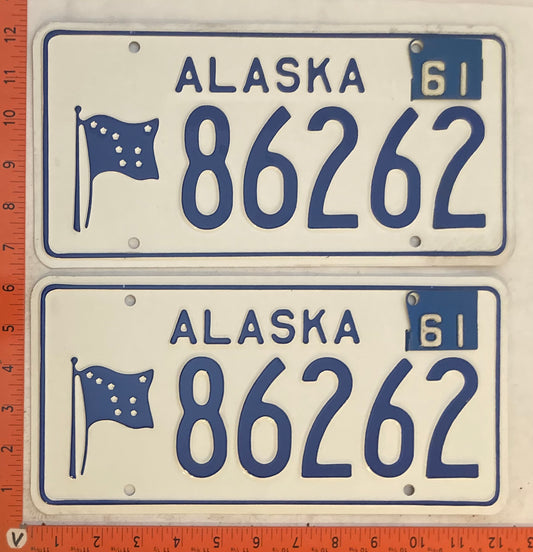 1961 Alaska #86262 Passenger License Plate (Pair)