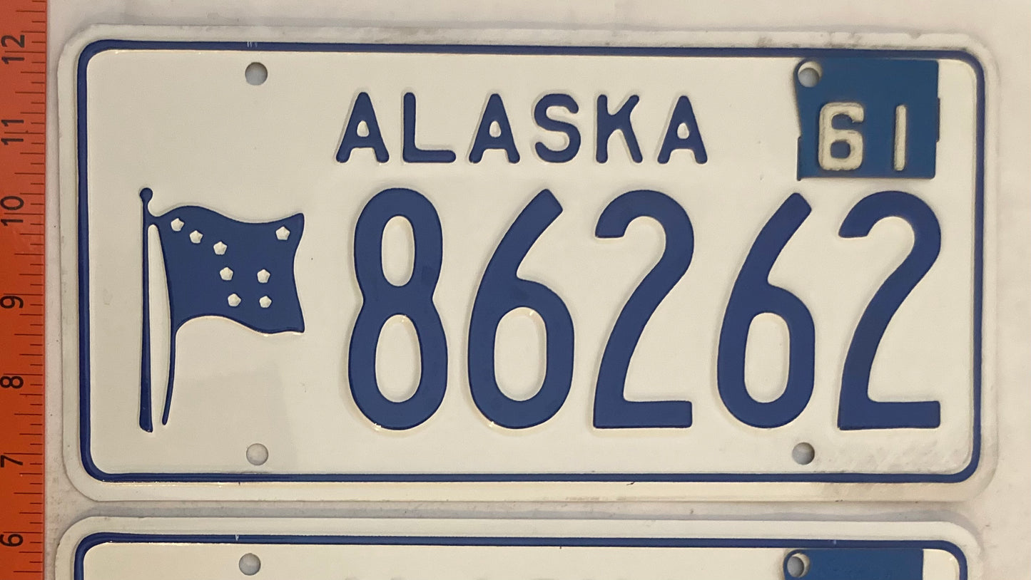 1961 Alaska #86262 Passenger License Plate (Pair)