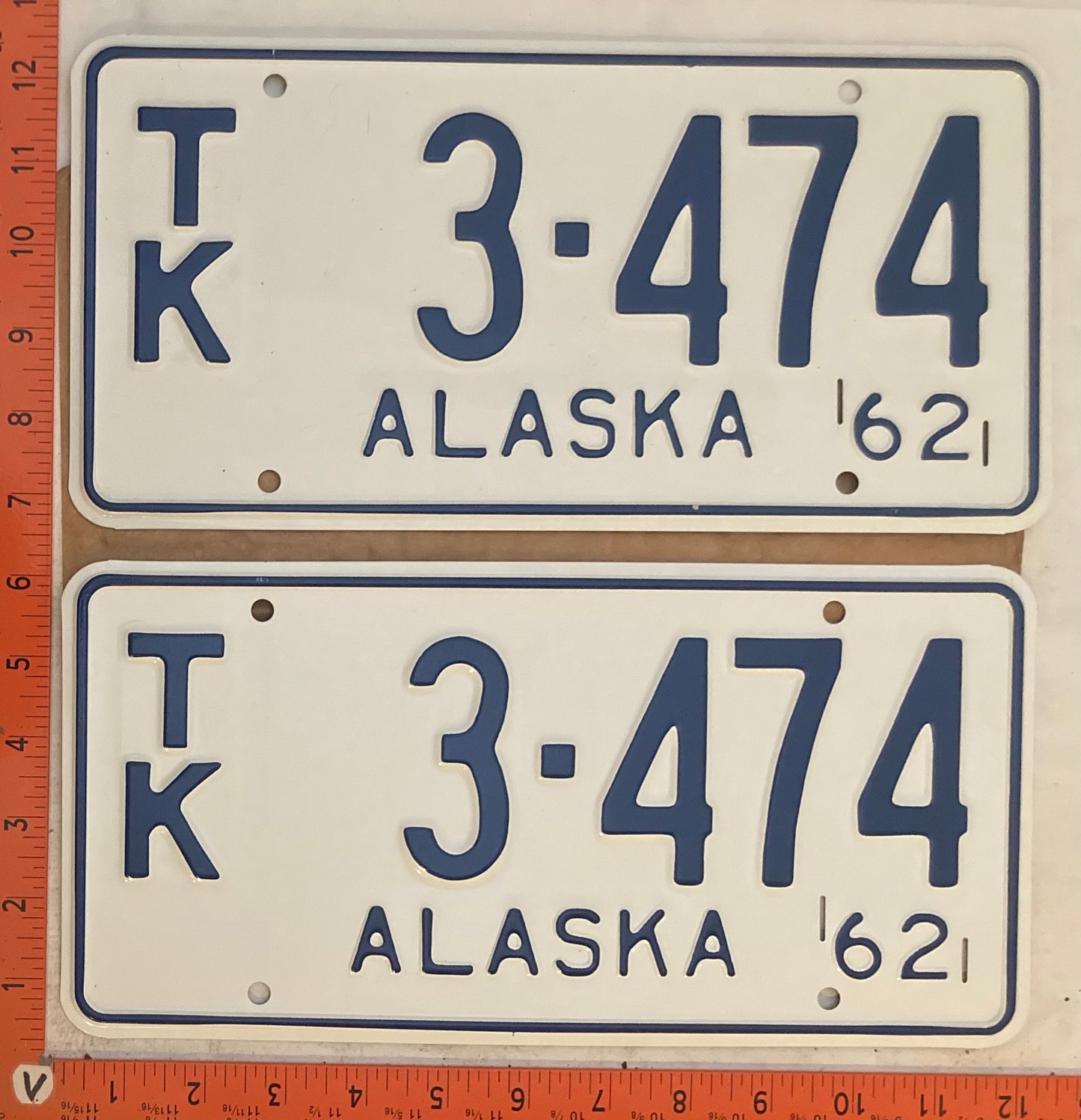 1962 Alaska #T/K 3-474 Truck License Plate (Pair)