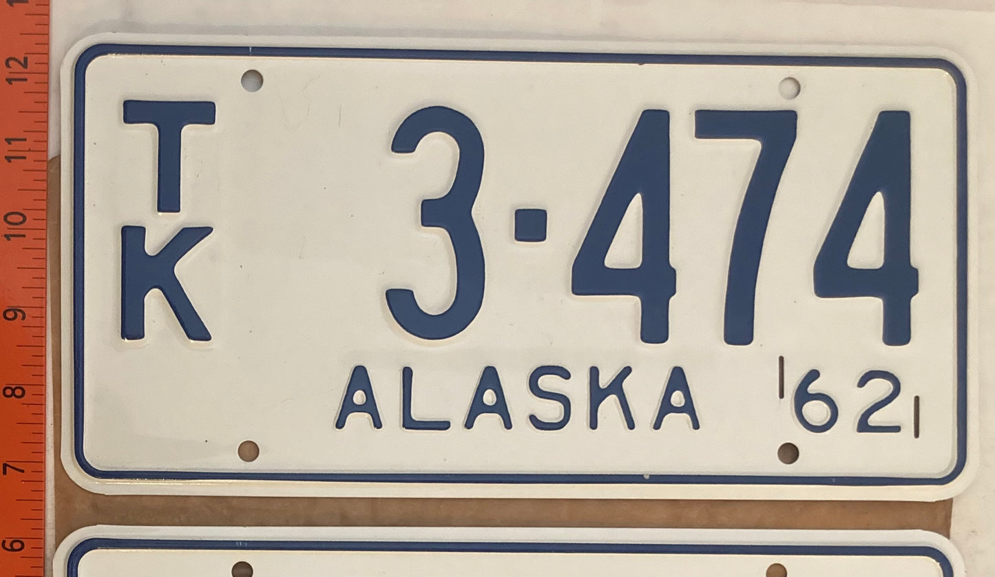 1962 Alaska #T/K 3-474 Truck License Plate (Pair)