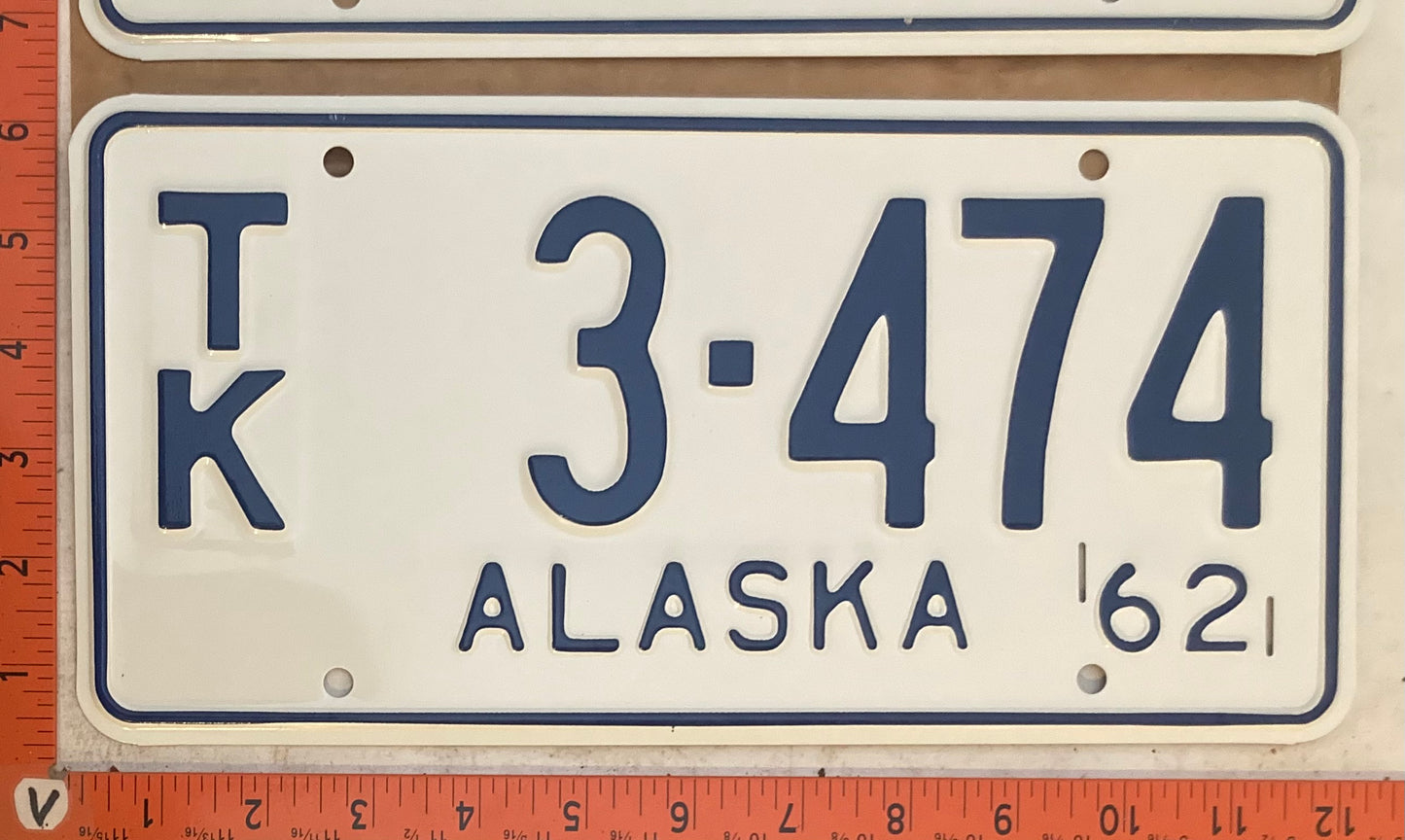 1962 Alaska #T/K 3-474 Truck License Plate (Pair)