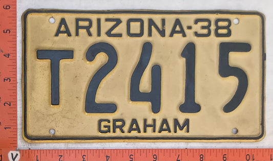 1938 Arizona #T2415 Passenger License Plate (Repaint)