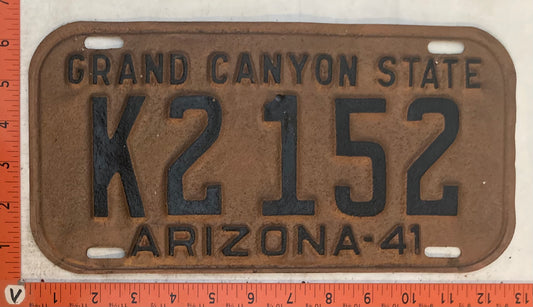 1941 Arizona #K2 152 Passenger License Plate (Repaint)