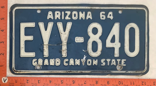 1964 Arizona #EYY-840 Passenger License Plate