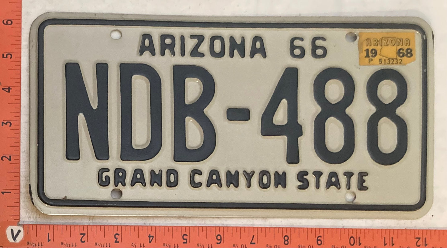 1968 Arizona #NDB-488 Passenger License Plate