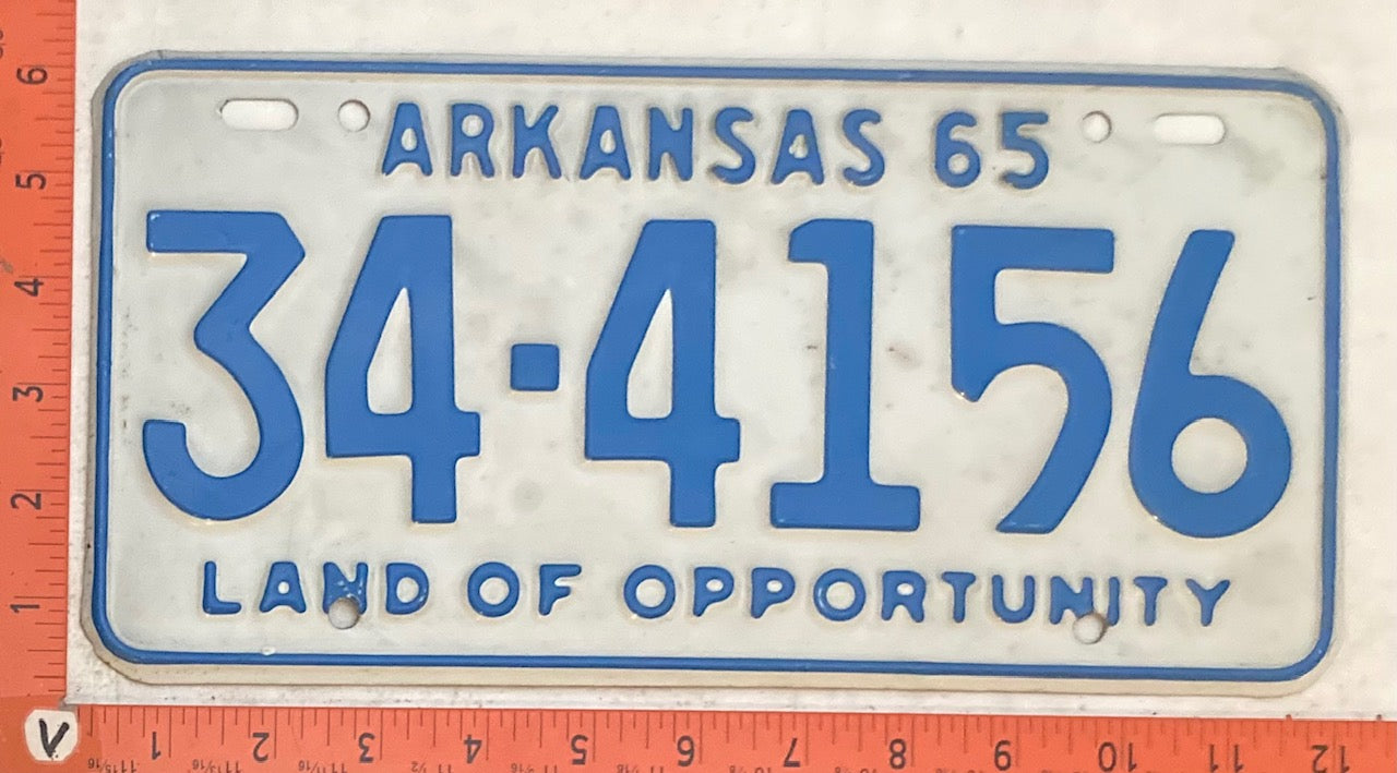 1965 Arkansas #34-4156 Passenger License Plate