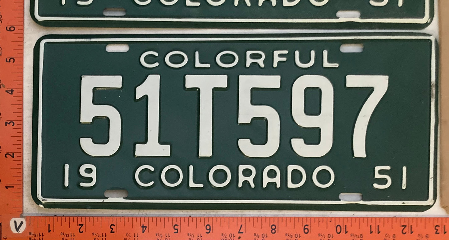 1951 Colorado #51T597 Truck License Plate (Pair)