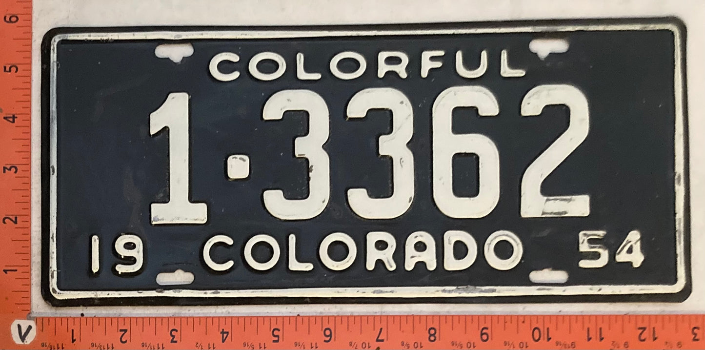 1954 Colorado #1-3362 Passenger License Plate