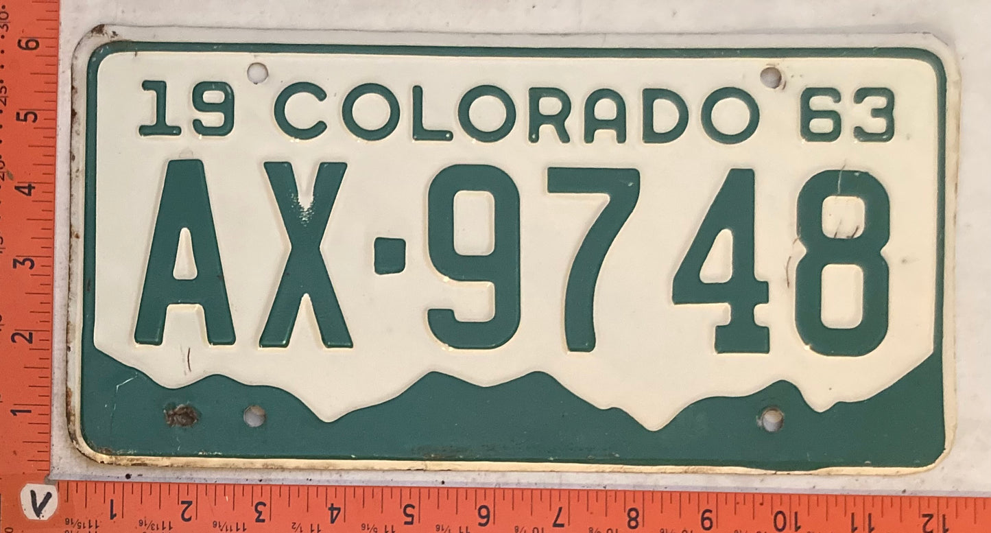1963 Colorado #AX-9748 Passenger License Plate