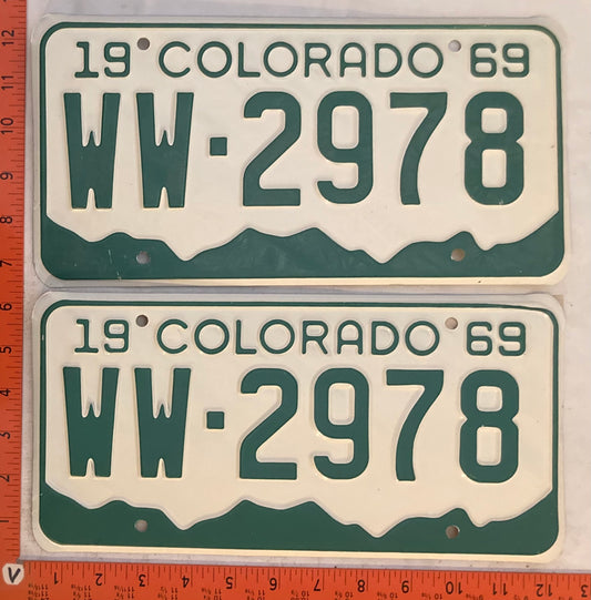 1969 Colorado #WW-2978 Passenger License Plate (Pair)