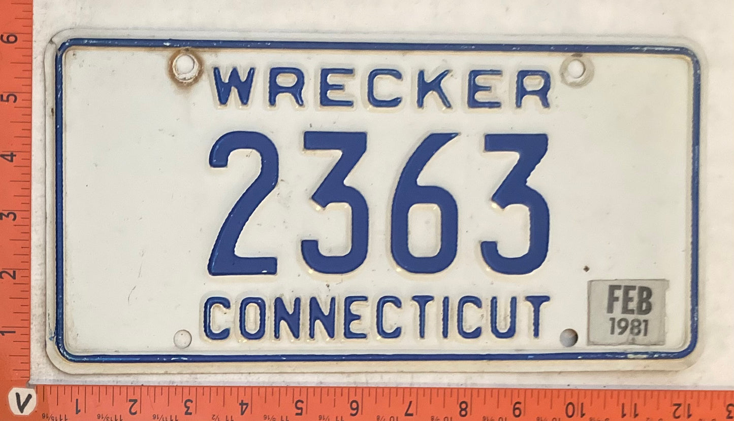 1981 Connecticut #2363 Wrecker License Plate