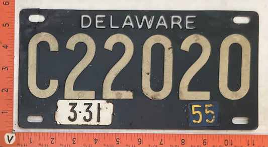 1955 Delaware #C22020 Commercial License Plate (Re-riveted)