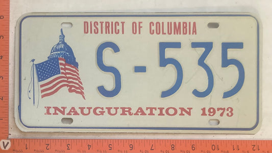 1973 Washington, DC #S-535 Presidential Inaugural License Plate
