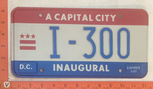 1987 Washington, DC #I-300 DC Mayor Inaugural License Plate