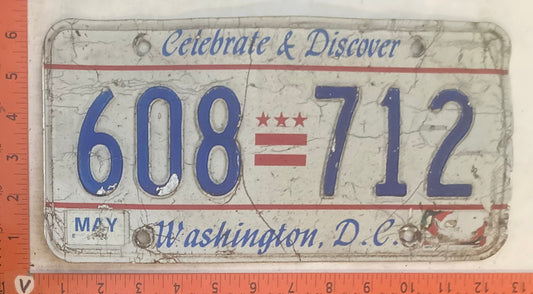 Undated Washington, DC #608-712 Passenger License Plate