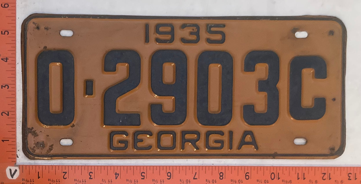 1935 Georgia #0-2903C Passenger License Plate