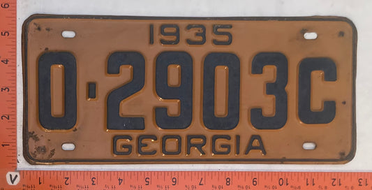1935 Georgia #0-2903C Passenger License Plate