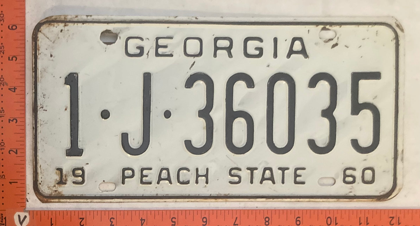 1960 Georgia #1-J-36035 Passenger License Plate
