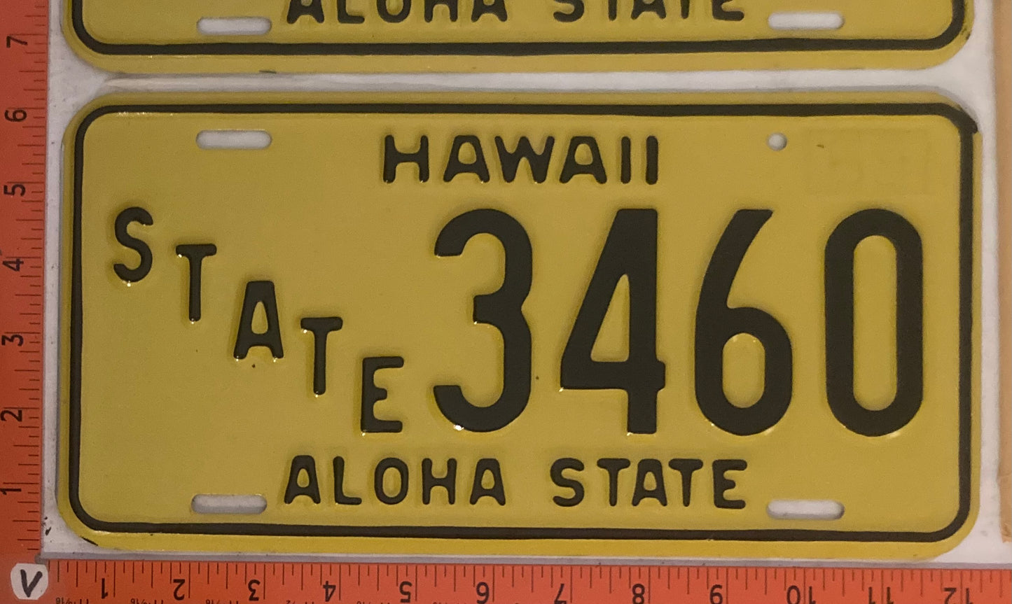1969 Hawaii #3460 State Vehicle License Plate (Pair)