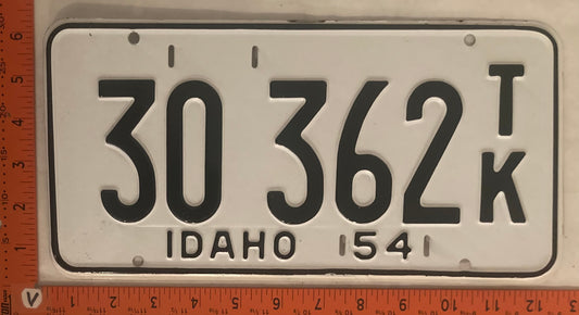 1954 Idaho #30 362 T/K Truck License Plate