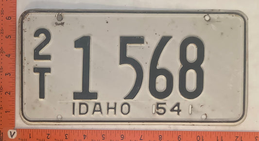 1954 Idaho #2/T 1 568 Passenger License Plate