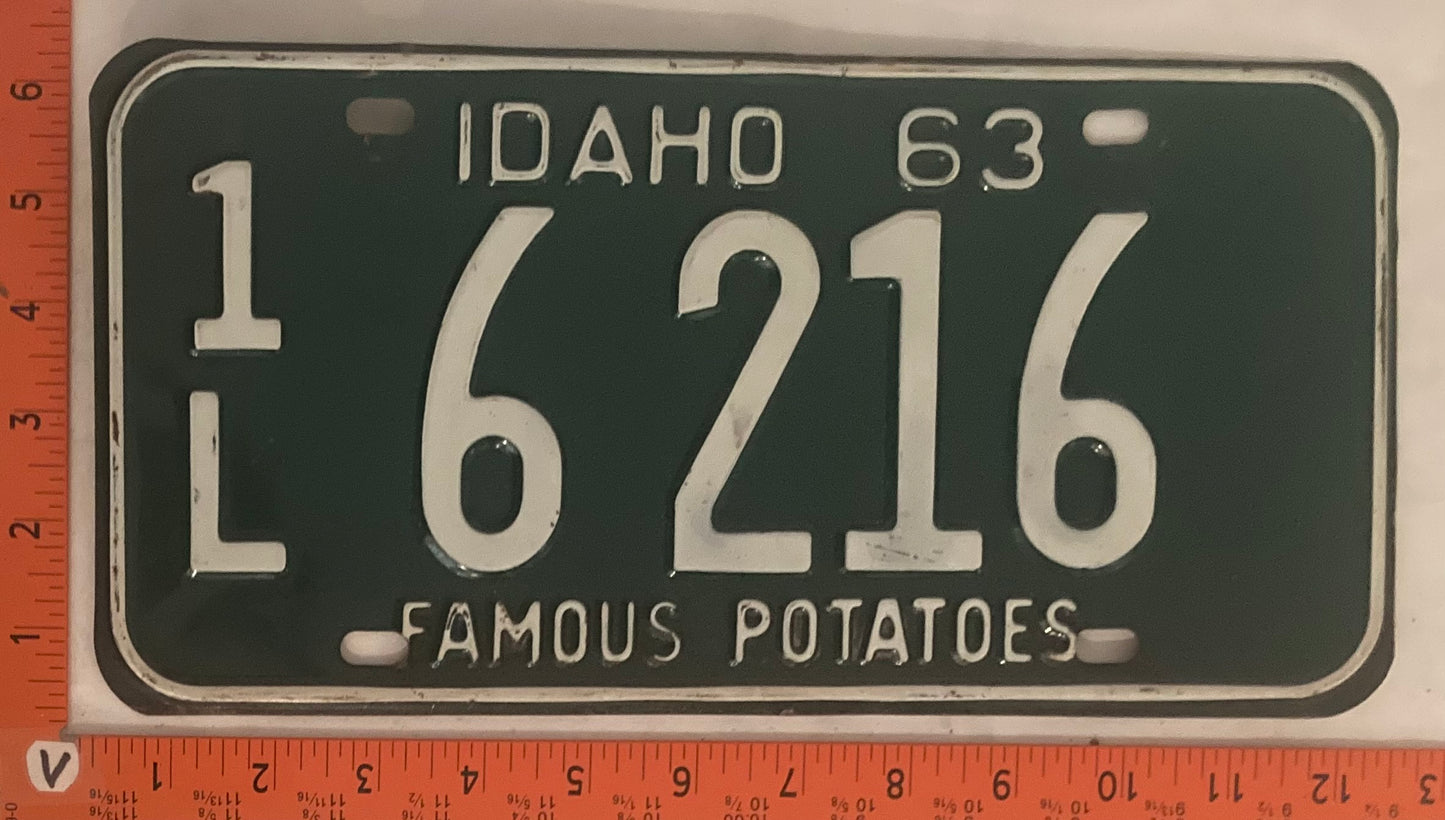1963 Idaho #1/L 6216 Passenger License Plate