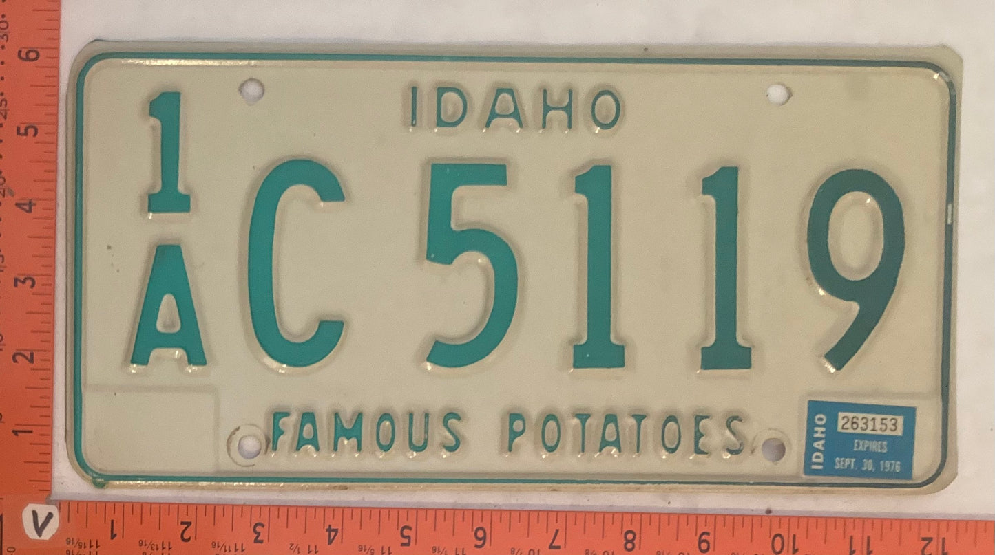 1976 Idaho #1/A C5119 Passenger License Plate