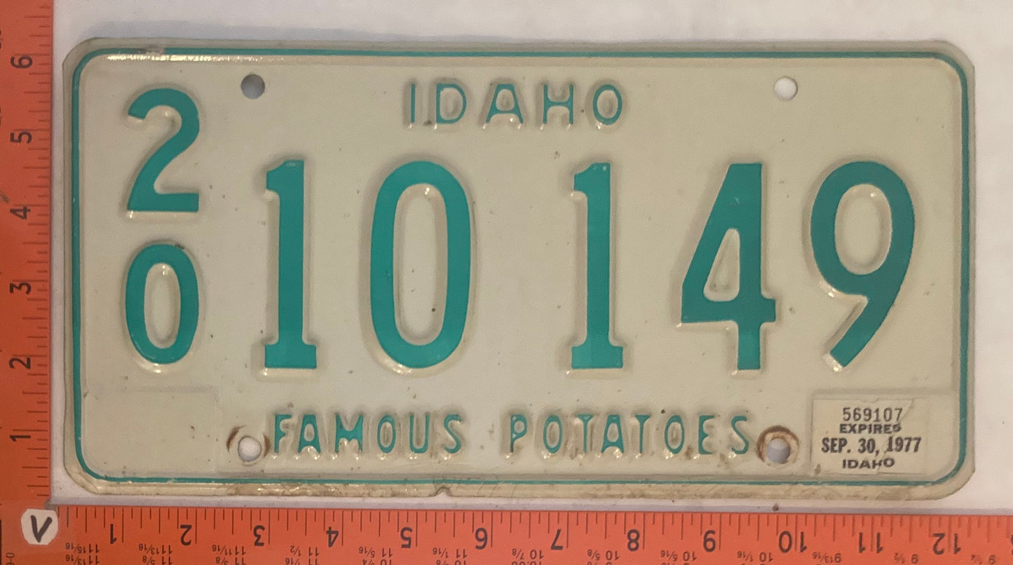1977 Idaho #2/O 10149 Passenger License Plate