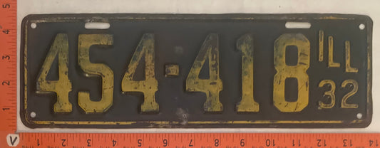 1932 Illinois #454-418 Passenger License Plate