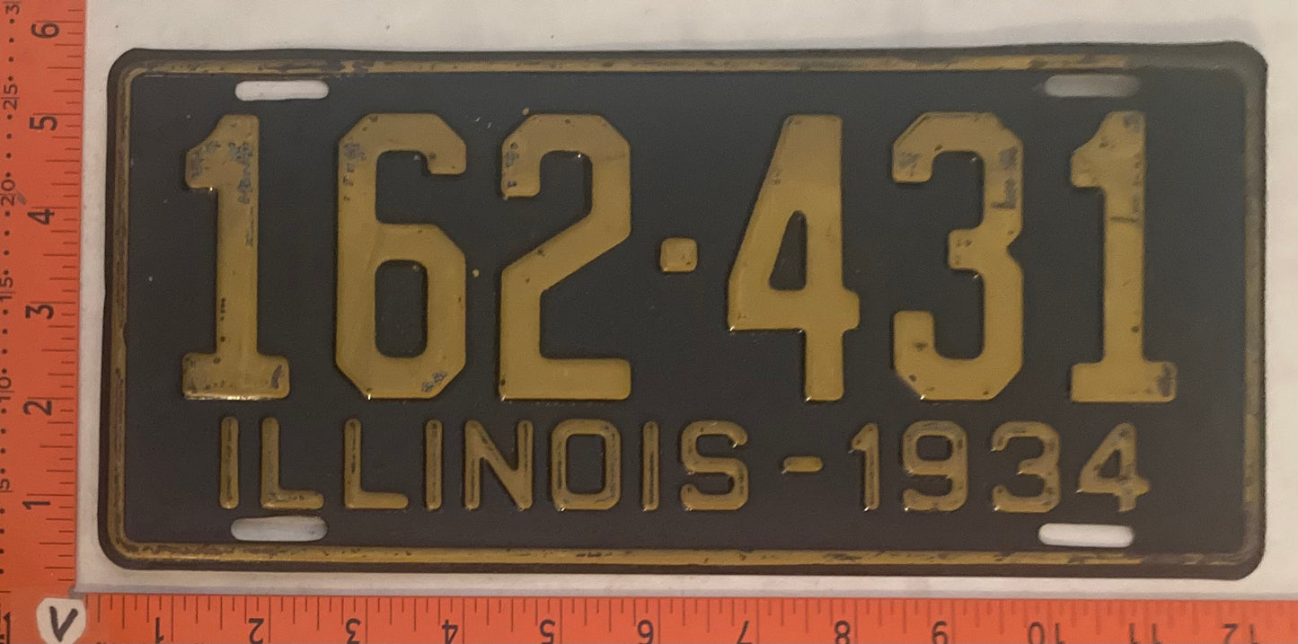 1934 Illinois #162-431 Passenger License Plate