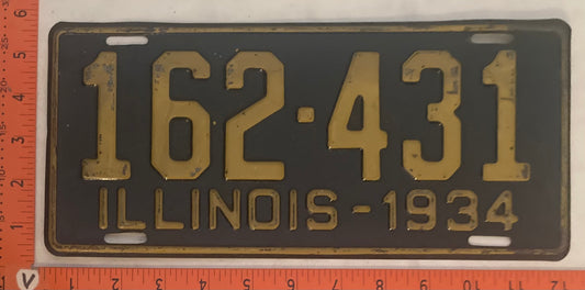 1934 Illinois #162-431 Passenger License Plate