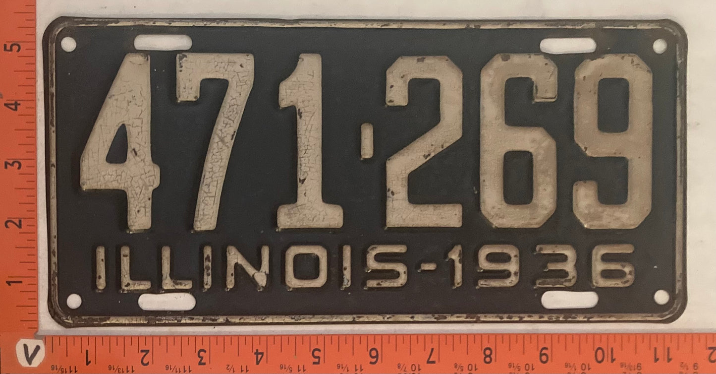 1936 Illinois #471-269 Passenger License Plate