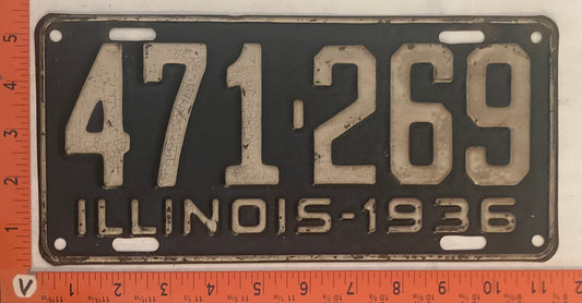1936 Illinois #471-269 Passenger License Plate
